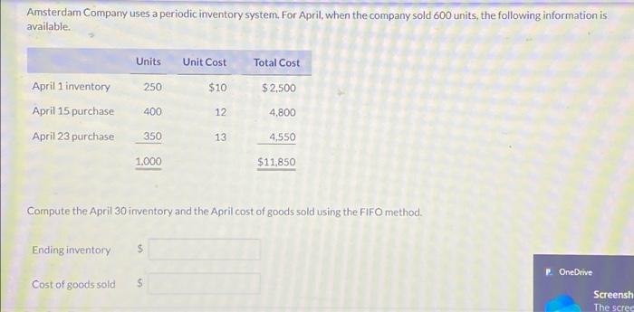 Amsterdam company uses a periodic inventory system